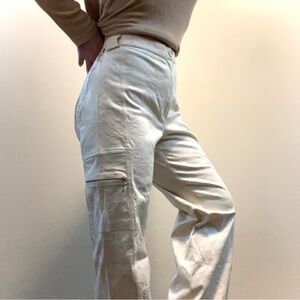Twin-Set Y2K Cream Cargo Wide Leg High Wasted Pants